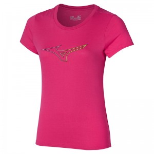 Pink Women's Mizuno Rb Logo Tee T Shirts | EZJ490352