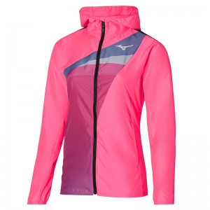 Pink Women's Mizuno Release Hooded Jackets | IKC612579