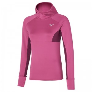 Pink Women's Mizuno Warmalite Hooded LS Tops | ACD579186