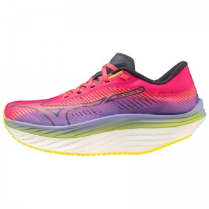 Pink / Blue Women's Mizuno Wave Rebellion Pro Running Shoes | SBR342179