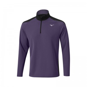 Purple Men's Mizuno Winter Breeze 1/4 Zip Tops | TAN184537