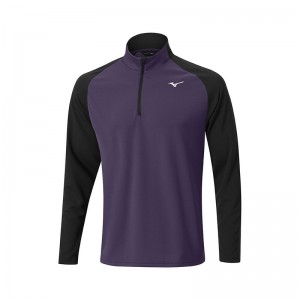 Purple Men's Mizuno Winter Breeze Bloc 1/4 Zip Tops | XTP793520