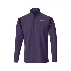 Purple Men's Mizuno Winter Breeze Elite 1/4 Zip Tops | PUS781640