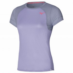 Purple Women's Mizuno Dryaeroflow Tee T Shirts | QWZ538291