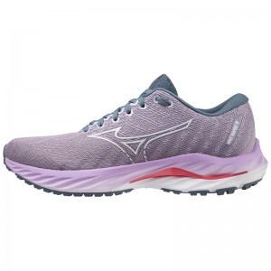 Purple / White / Orange Coral Women's Mizuno Wave Inspire 19 Running Shoes | WYD496810