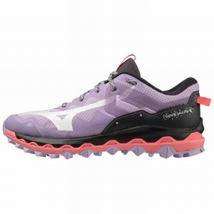 Purple / White / Orange Coral Women's Mizuno Wave Mujin 9 Trail Running Shoes | DUK639405