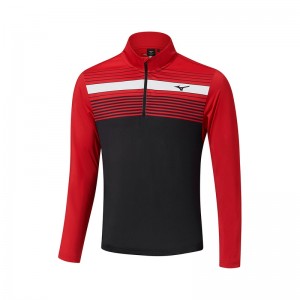 Red Black Men's Mizuno Brz Elite St 1/4 Zip Tops | NZE482103