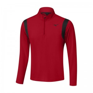 Red Men's Mizuno Breeze Elite 1/4 Zip Tops | RUV495083