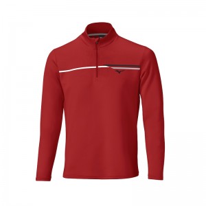 Red Women's Mizuno Brze Tstripe 1/4 Zip Tops | DGK043278