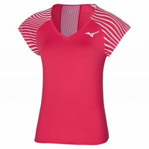 Red Women's Mizuno Printed Tee T Shirts | LGV810439