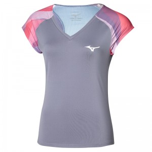 Silver Women's Mizuno Release Printed Tee T Shirts | YUH967128