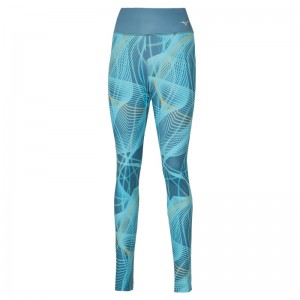 Turquoise Women's Mizuno Printed Tight | WFE765109