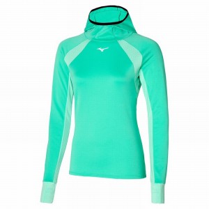 Turquoise Women's Mizuno Warmalite Hooded LS Tops | WIV648317