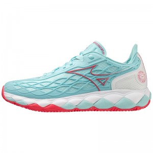 Turquoise / Coral / White Women's Mizuno Wave Enforce Tour CC Tennis Shoes | AYK492175