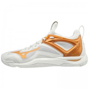 White Gold Women's Mizuno Wave Mirage 3 Handball Shoes | GVJ069345