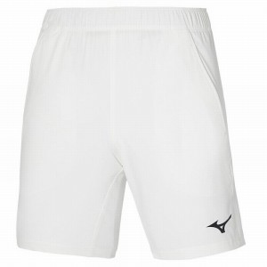 White Men's Mizuno 8 In Flex Shorts | VRU397201