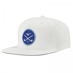 White Men's Mizuno Crossed Clubs Snapbk Hats | YPV761529