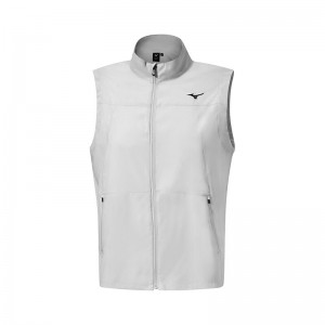 White Men's Mizuno MT Drizzle Vest Jackets | DRC503172