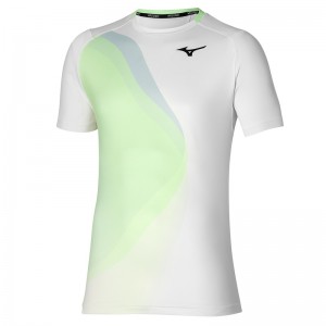 White Men's Mizuno Release Shadow Graphic Tee T Shirts | LOZ740869