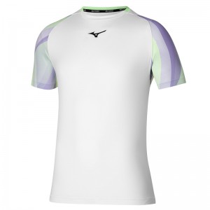 White Men's Mizuno Release Shadow Tee T Shirts | QMR327981