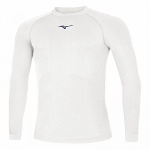 White Navy Men's Mizuno Uni Core LS Underlayer Tops | TDB079651