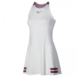 White Women's Mizuno Printed Dress Dress | QGR178543