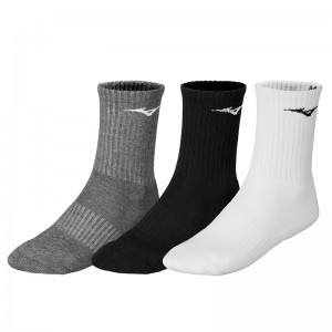 White / Black Men's Mizuno Training 3P Socks | WQJ639047