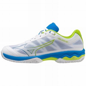 White / Blue / Light Green Men's Mizuno Wave Exceed Light Padel Shoes | HBT308521