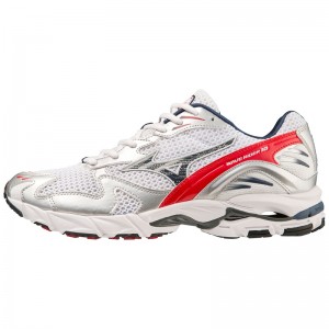 White / Blue / Red Men's Mizuno Wave Rider 10 Sneakers | VPB084962