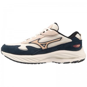 White / Brown / Blue Women's Mizuno Wave Rider Beta Sneakers | GFY594107