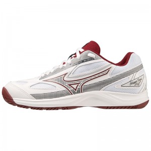 White / Dark Red Women's Mizuno Break Shot 4 AC Tennis Shoes | WSB086193