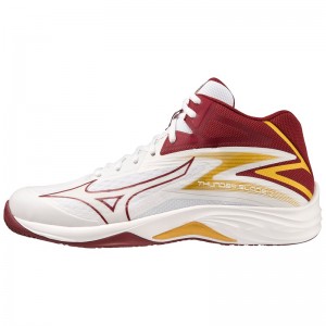 White / Dark Red / Gold Women's Mizuno Thunder Blade Z Mid Volleyball Shoes | RZE213079