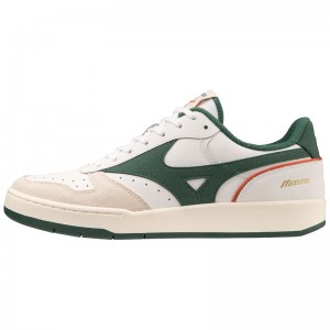 White / Green Women's Mizuno City Wind Premium Sneakers | OLC841573