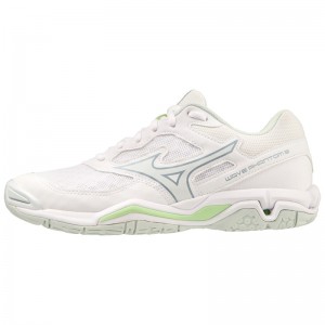 White / Green Women's Mizuno Wave Phantom 3 Handball Shoes | WKH512473