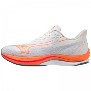 White / Light Orange / Blue Men's Mizuno Wave Rebellion Sonic Running Shoes | YVP751602