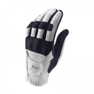 White / Navy Women's Mizuno Stretch Glove Ladies Left Hand Gloves | EAQ294871