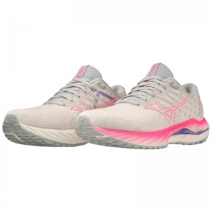 White / Pink Women's Mizuno Wave Inspire 19 Running Shoes | CHQ673951