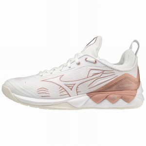 White / Rose Women's Mizuno Wave Luminous 2 Volleyball Shoes | MZA037125