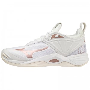 White / Rose Women's Mizuno Wave Momentum 2 Volleyball Shoes | BPE951270