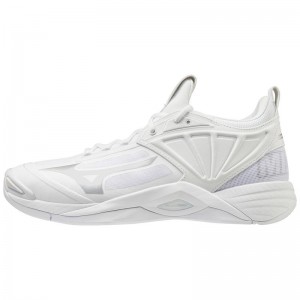 White / Silver Men's Mizuno Wave Momentum 2 Volleyball Shoes | LDF710642