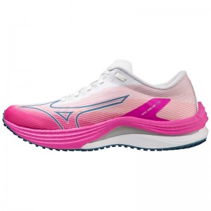 White / Silver Women's Mizuno Wave Rebellion Flash Running Shoes | MIE839206