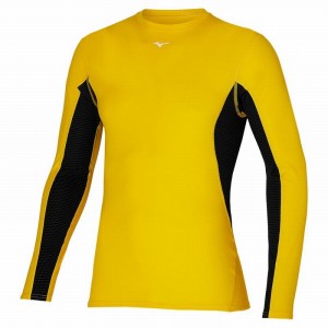 Yellow Men's Mizuno Mid Weight Crew Tops | MKT803297