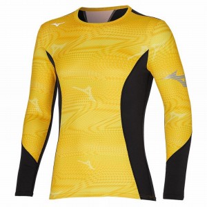 Yellow Men's Mizuno Virtual Body G3 Crew Tops | PNG657408