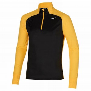 Yellow / Black Men's Mizuno Hybrid LS HZ Tops | ZIL852901