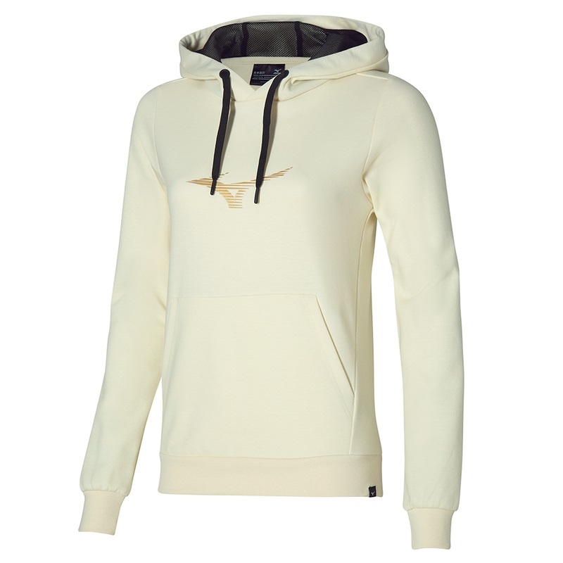 Beige Women\'s Mizuno Athletics Graphic Hoody Tops | UYI148726