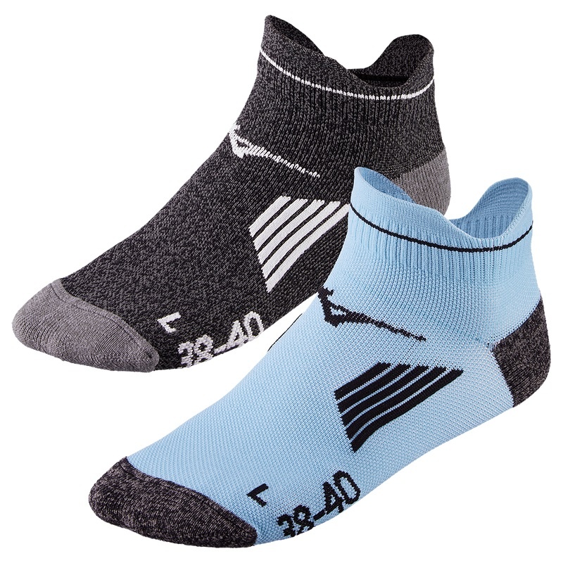 Black Blue Men\'s Mizuno Active Training Mid 2P Socks | LJO781602