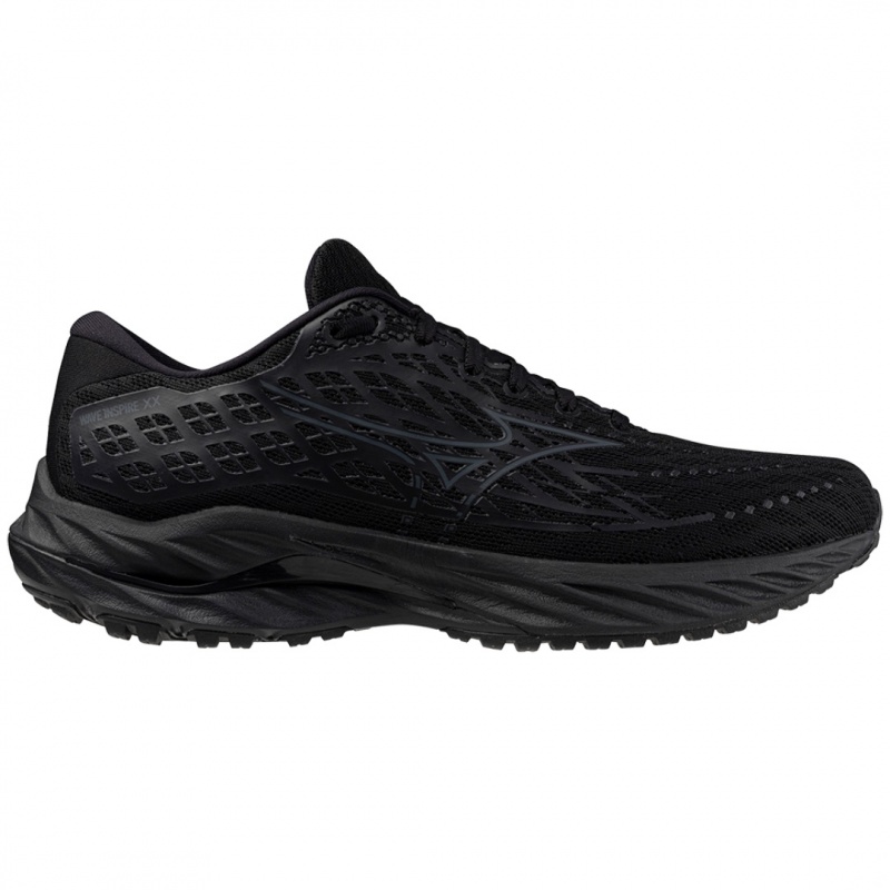 Black Grey Men's Mizuno Wave Inspire 20 Wide Running Shoes | KWM402736