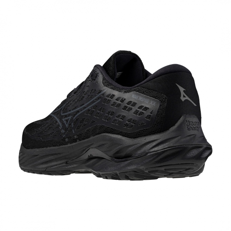 Black Grey Men's Mizuno Wave Inspire 20 Wide Running Shoes | KWM402736