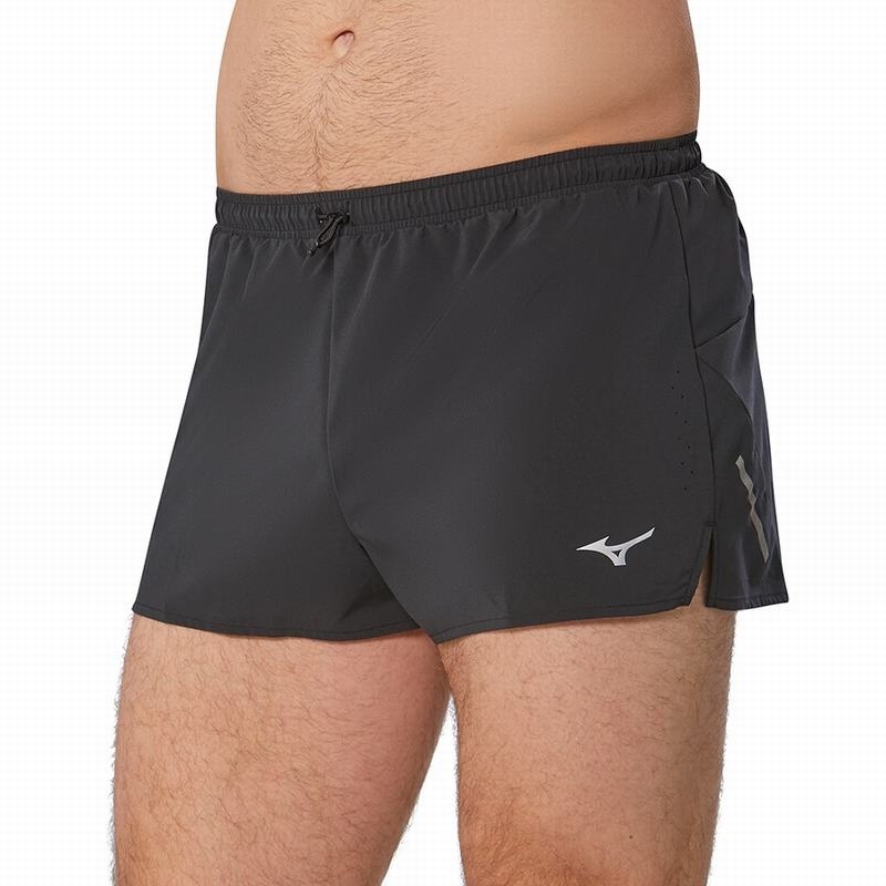 Black Men's Mizuno Aero Split 1.5 Shorts | BDO847235