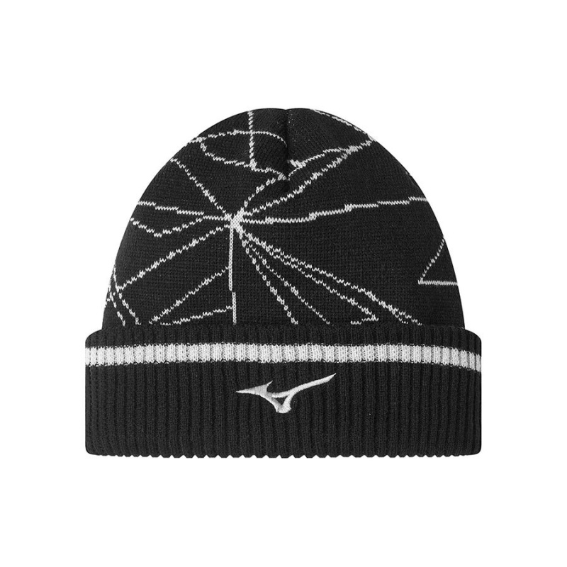 Black Men\'s Mizuno Breath Thermo Graphic Beanie | GZF390257